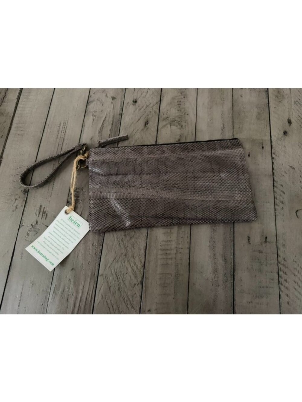 NWT Beirn snakeskin clutch grey